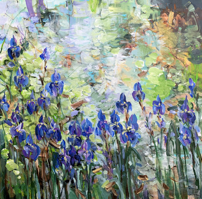 Blue irises at the pond 